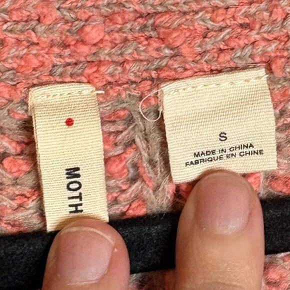 Anthropologie Moth pink and tan zipper sweater - Picture 5 of 6
